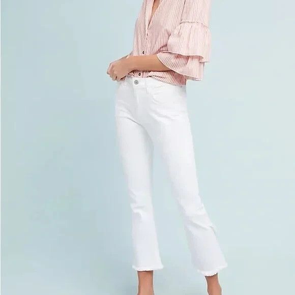 Citizens of Humanity Drew Crop Flare White Jeans Distressed Americana Women's 27 - Picture 1 of 13